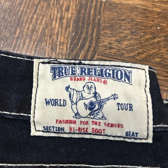True Religion Black Denim with White Stitching - Picture 3 of 4